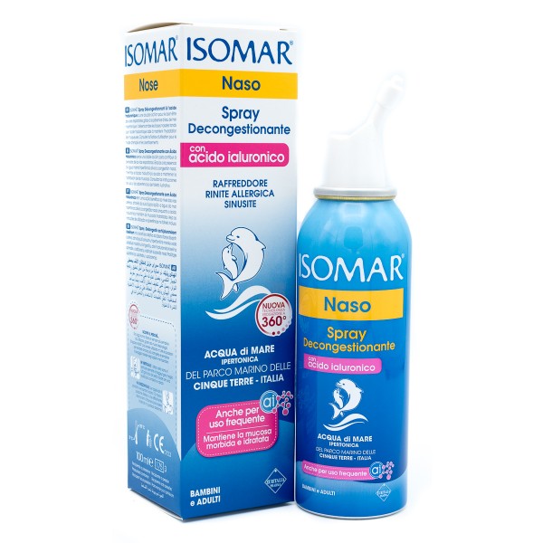 ISOMAR Naso Spray Decongestionante Con Acido ialuronico Bambini e Adulti 100ml