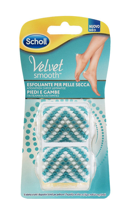 SCHOLL Velvet Smoot Spazzola Esfoliante Per Pelle Secca Di piedi e Gambe 2 Pezzi