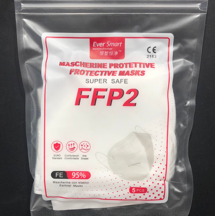 FFP2 Mascherina Filtrante Senza Valvola CE 2163 EN149:2001+A1:2009 Confezione 5 PEZZI